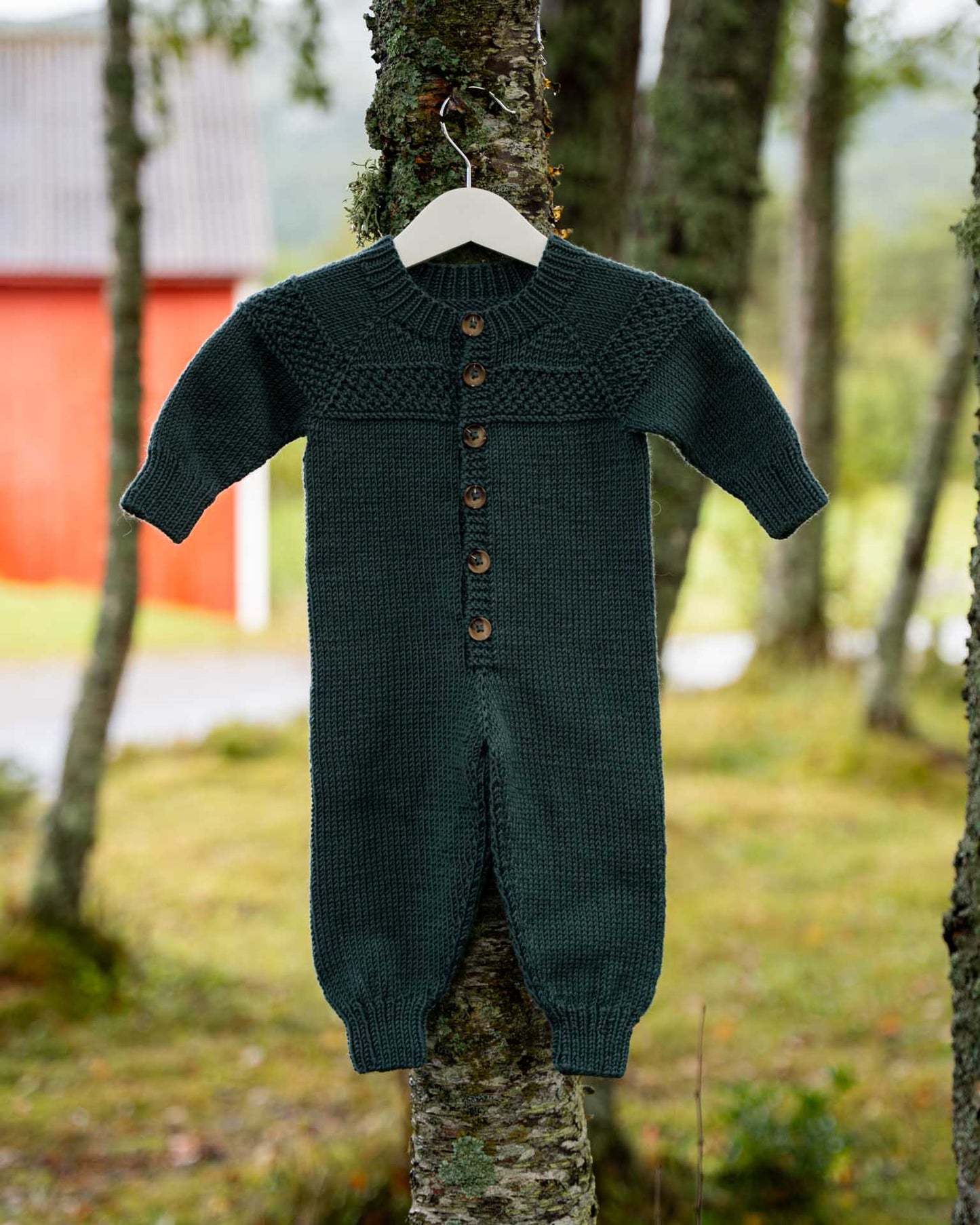 Hans babydress er en søt dress med perlestrikket bord på over bærestykket. 
Dressen strikkes ovenfra og ned med raglanøkninger. Halsutringingen dannes ved vendepinner og stolpen strikkes i riller samtidig som resten av arbeidet. 
Dressen er enkel og stilfull er perfekt til både gutter og jenter.