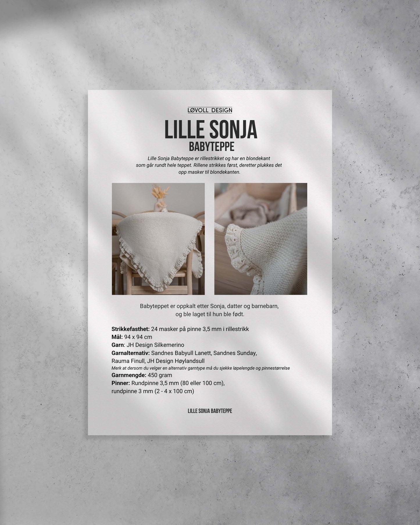 Lille Sonja Babyteppe er et mykt og godt teppe i et tidlløst, søtt, og moderne uttrykk i Nordisk design.