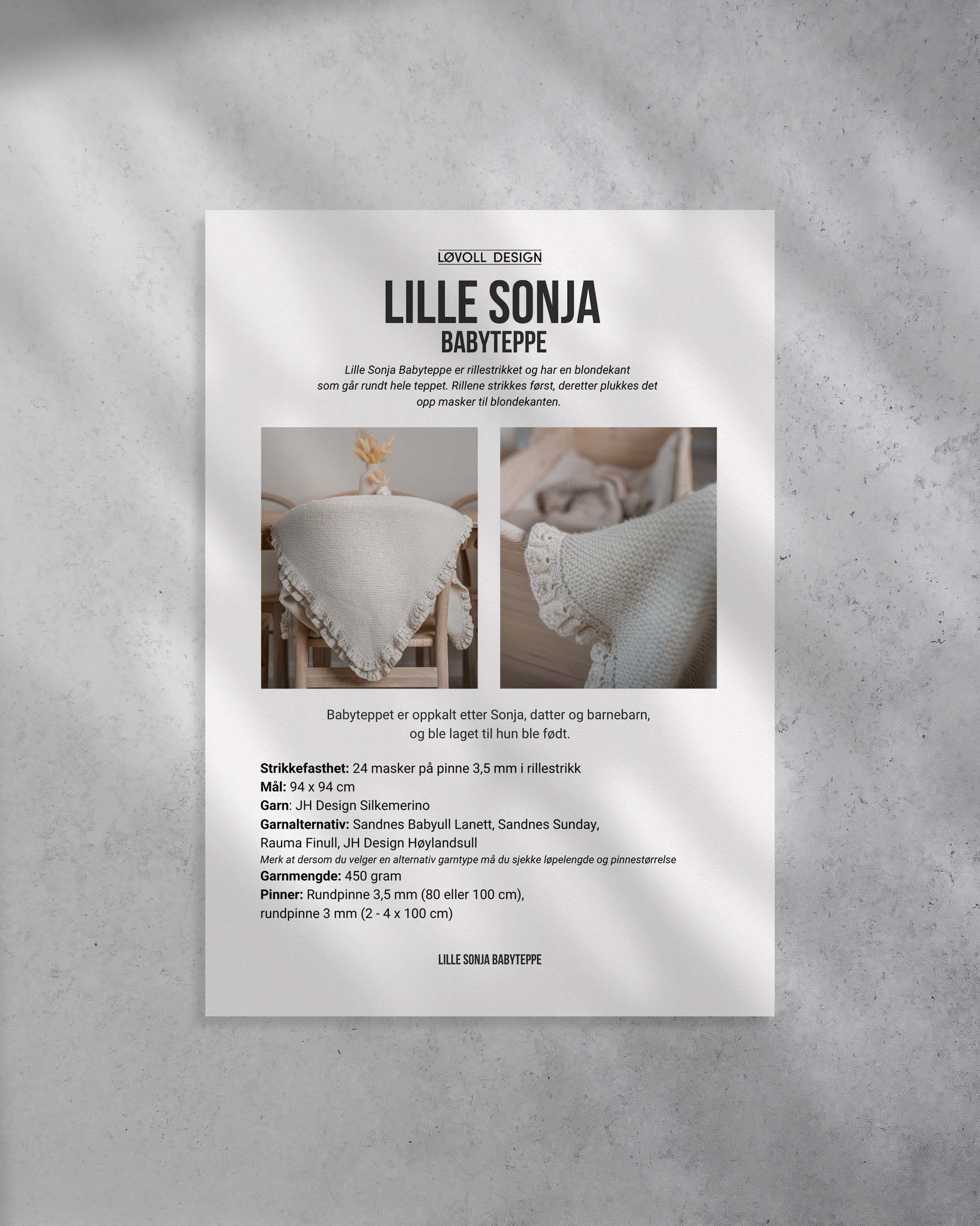 Lille Sonja Babyteppe er et mykt og godt teppe i et tidlløst, søtt, og moderne uttrykk i Nordisk design.