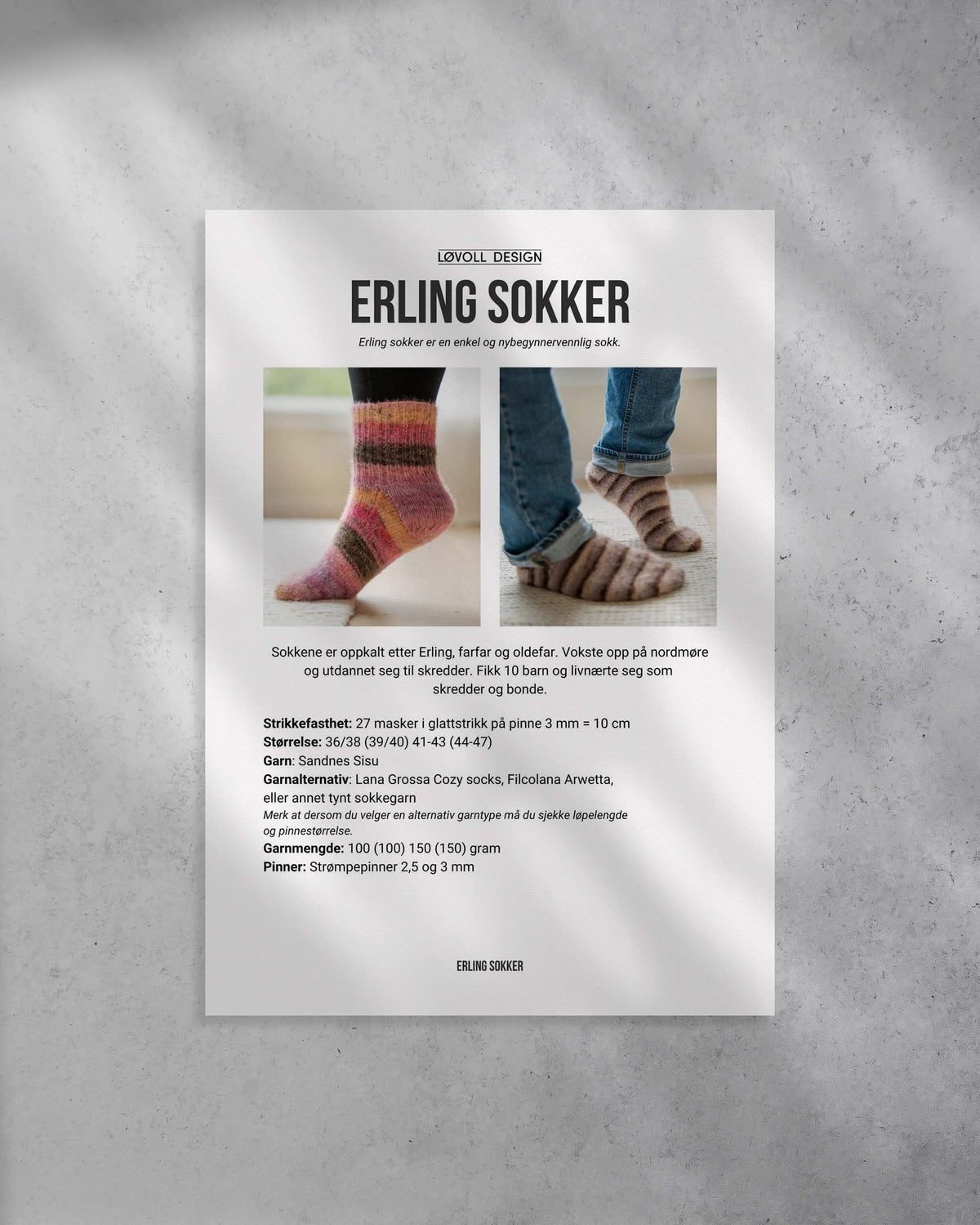 Strikkede Erling sokker etter en nybegynnervennlig sokkeoppskrift