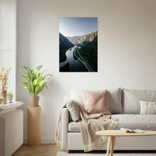 Last inn bildet i Galleri-visningsprogrammet, Foto fra Medalen, Rauma Kommune i Møre og Romsdal. Vei, dal og fossefall. Plakat - Poster 70x100
