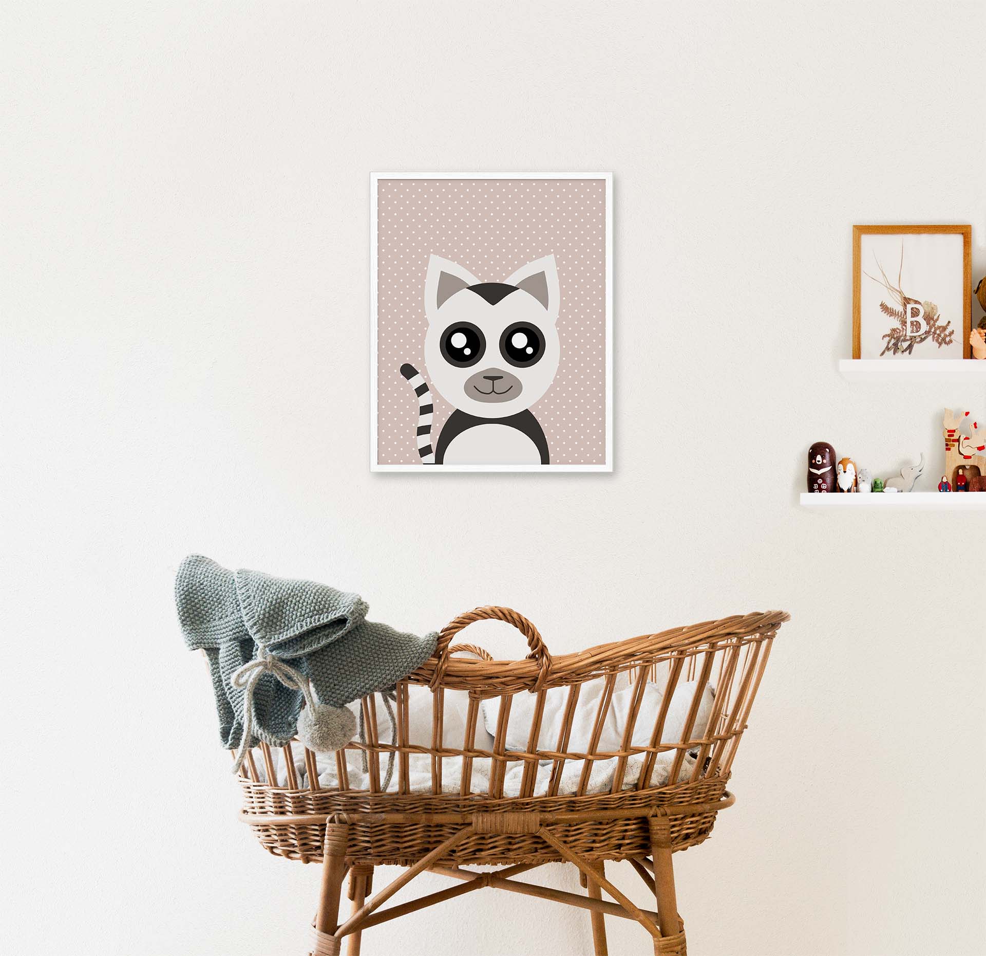 Lemuren | Søte Dyr | Plakat | Poster | Kunst til barn | Veggkunst | Barnerom