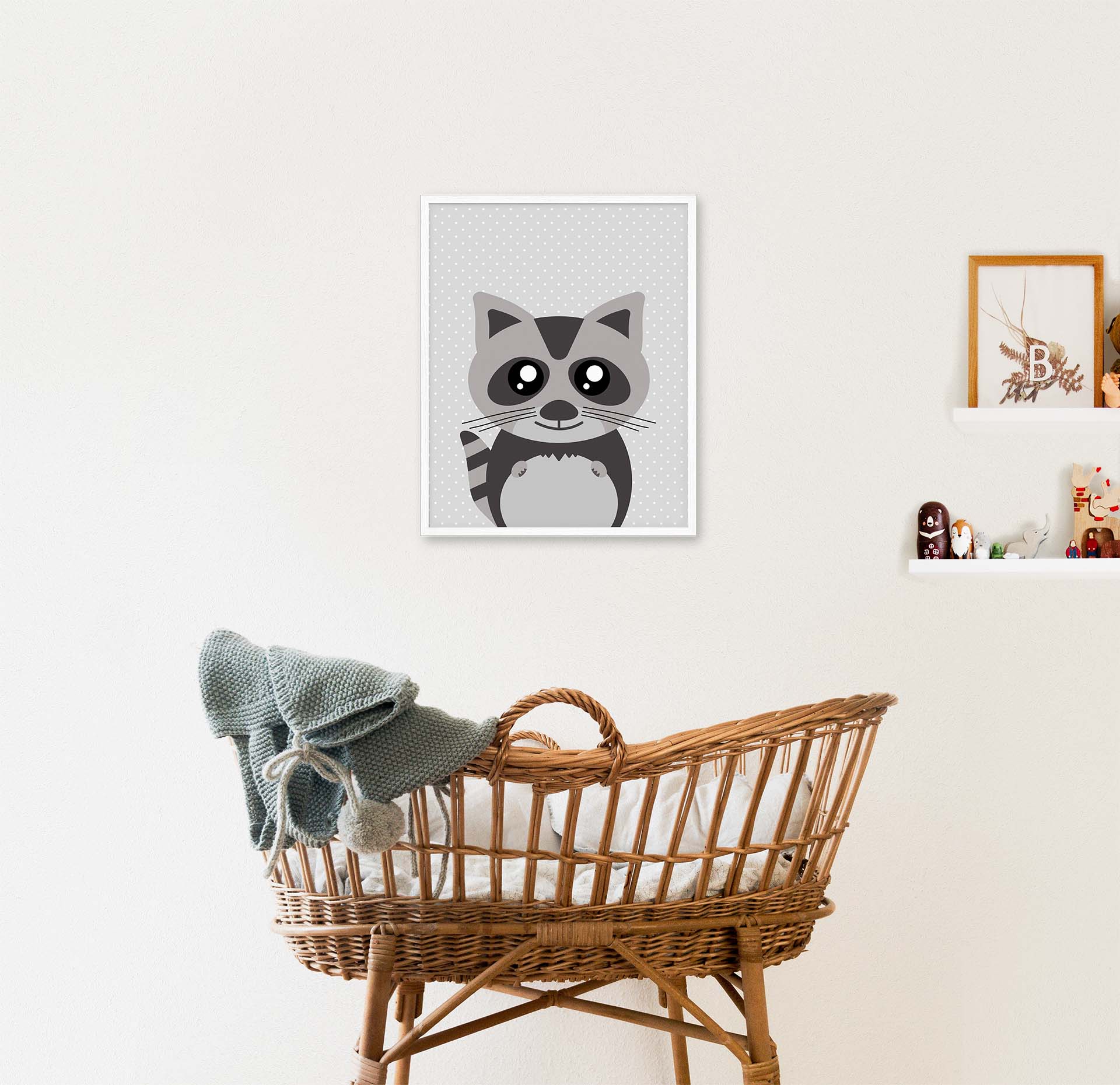 Vaskebjørnen | Søte Dyr | Plakat | Poster | Kunst til barn | Veggkunst