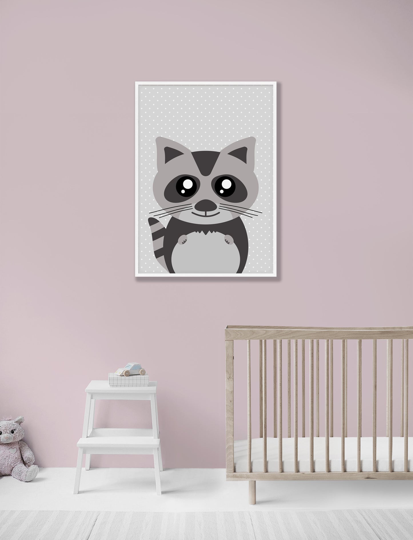 Vaskebjørnen | Søte Dyr | Plakat | Poster | Kunst til barn | Veggkunst