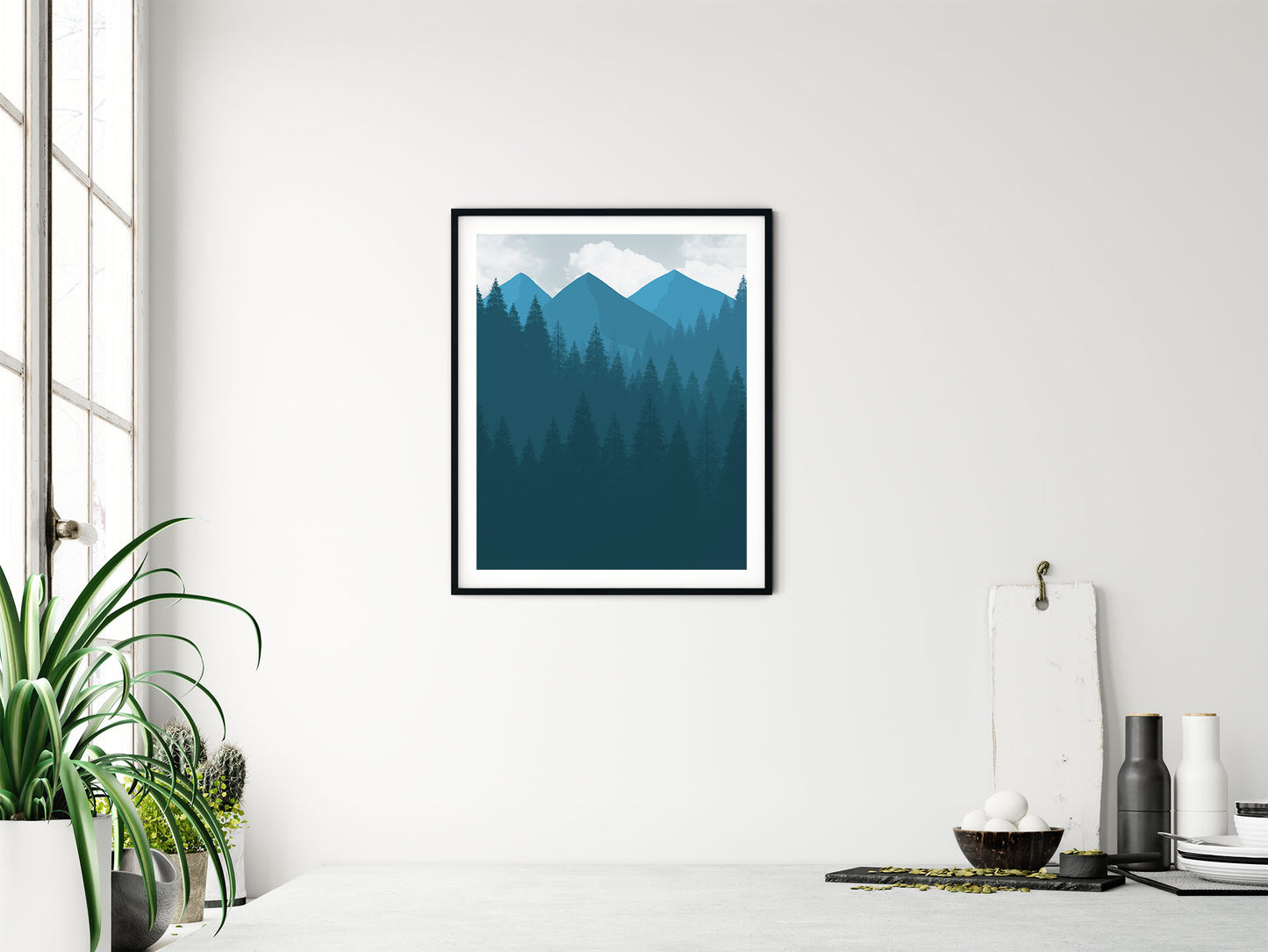 Marineblå Landskap nr.2 | Digital Kunst | Plakat | Poster | Veggkunst | Stue