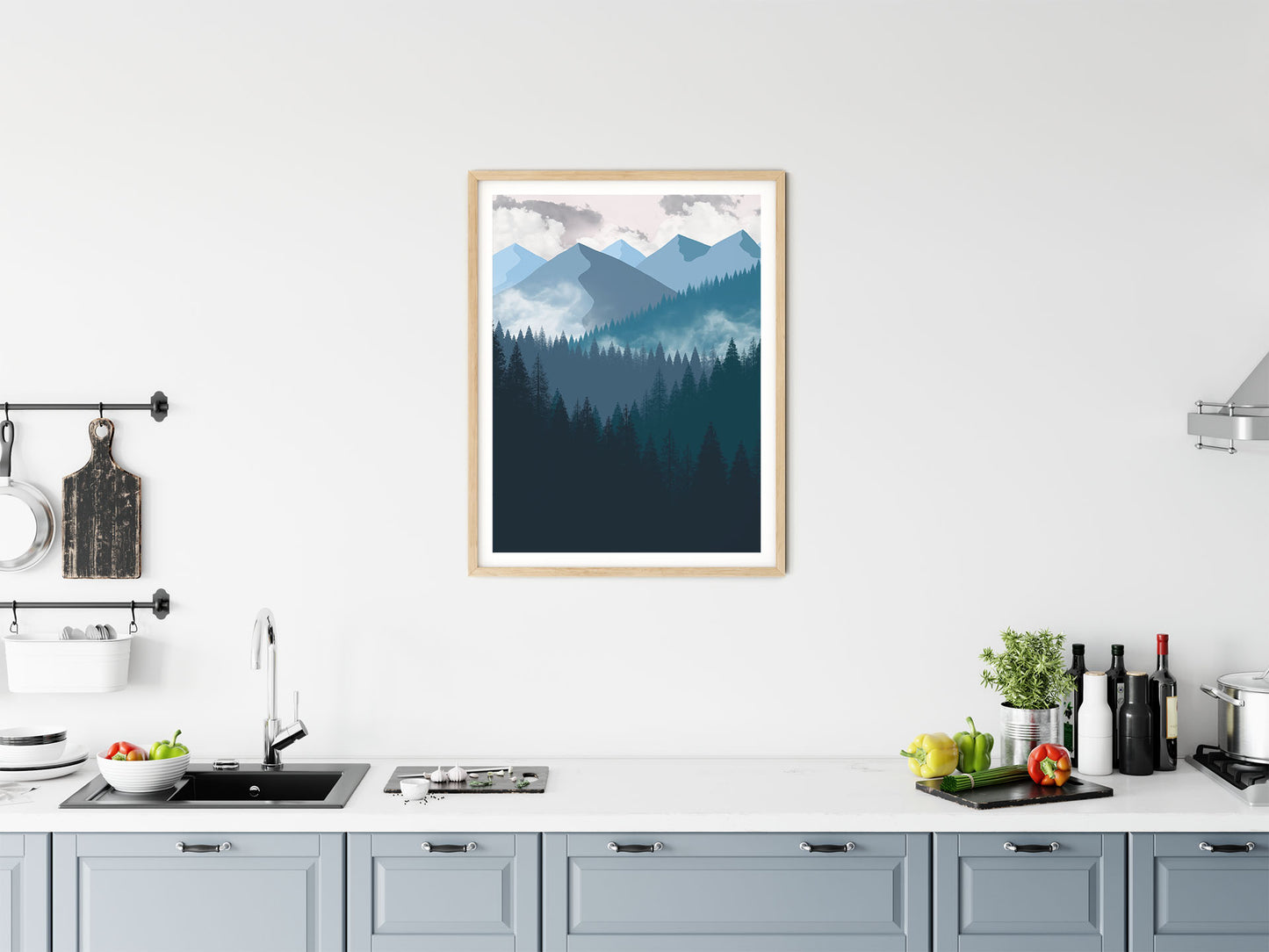 Marineblå Landskap nr.3 | Digital Kunst | Plakat | Poster | Veggkunst