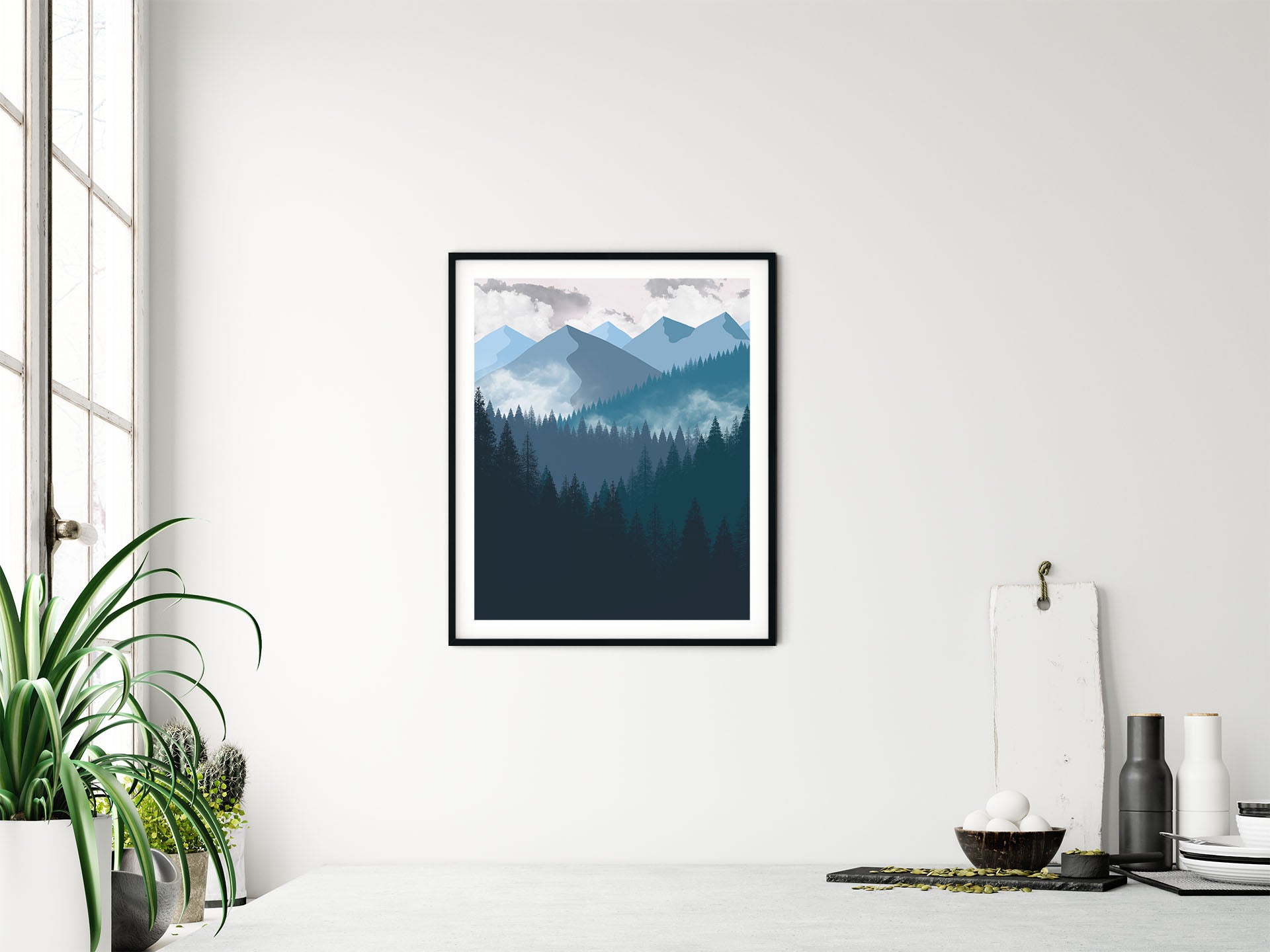 Marineblå Landskap nr.3 | Digital Kunst | Plakat | Poster | Veggkunst