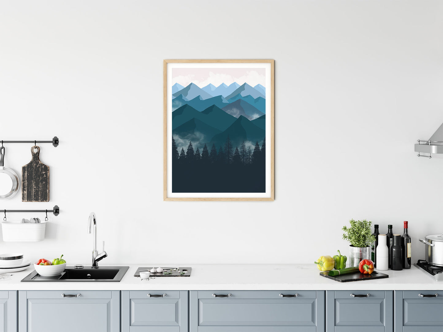 Marineblå Landskap nr.4 | Digital Kunst | Plakat | Poster | Veggkunst