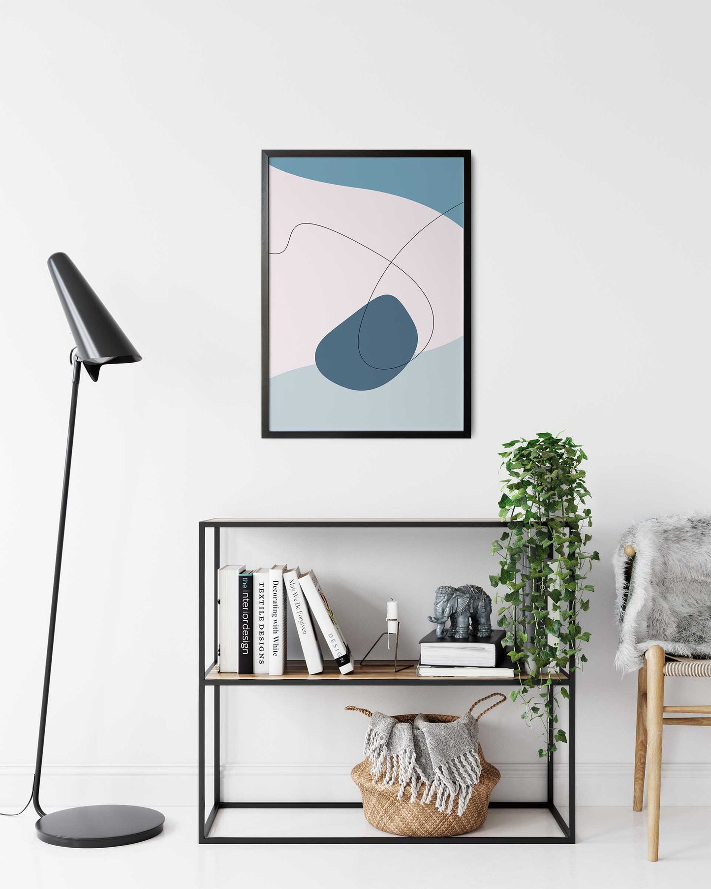 Blue Wind No.1 | Abstrakt | Line Art | Trendfarger | Kunst | Poster | Plakat