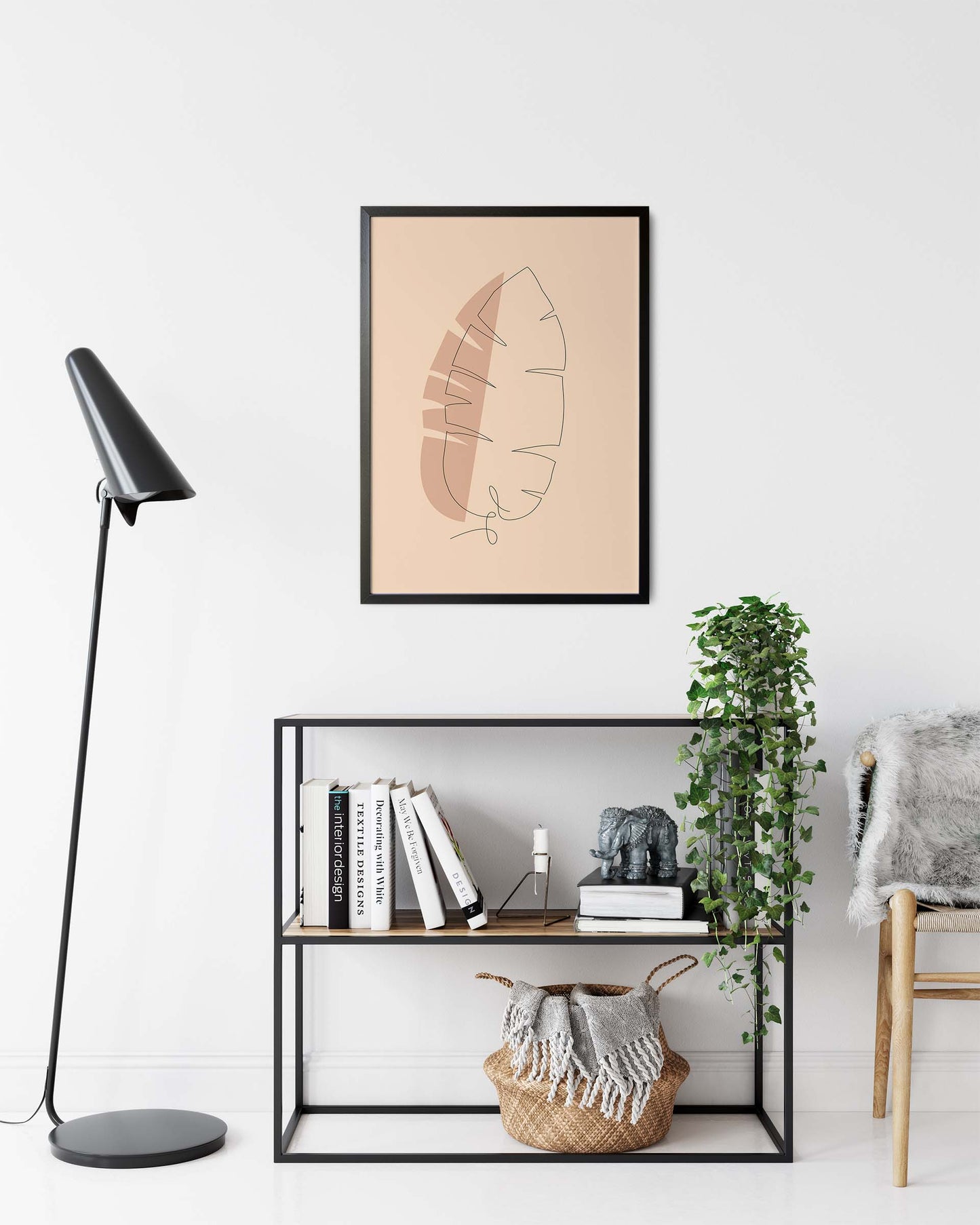 Bananblad | Line Art | Poster | Plakat | Beige | Kunst