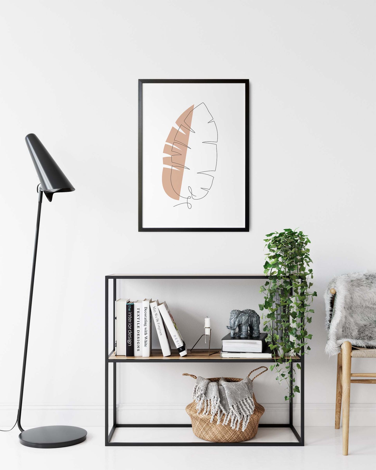 Bananblad | Line Art | Poster | Plakat | Beige | Kunst