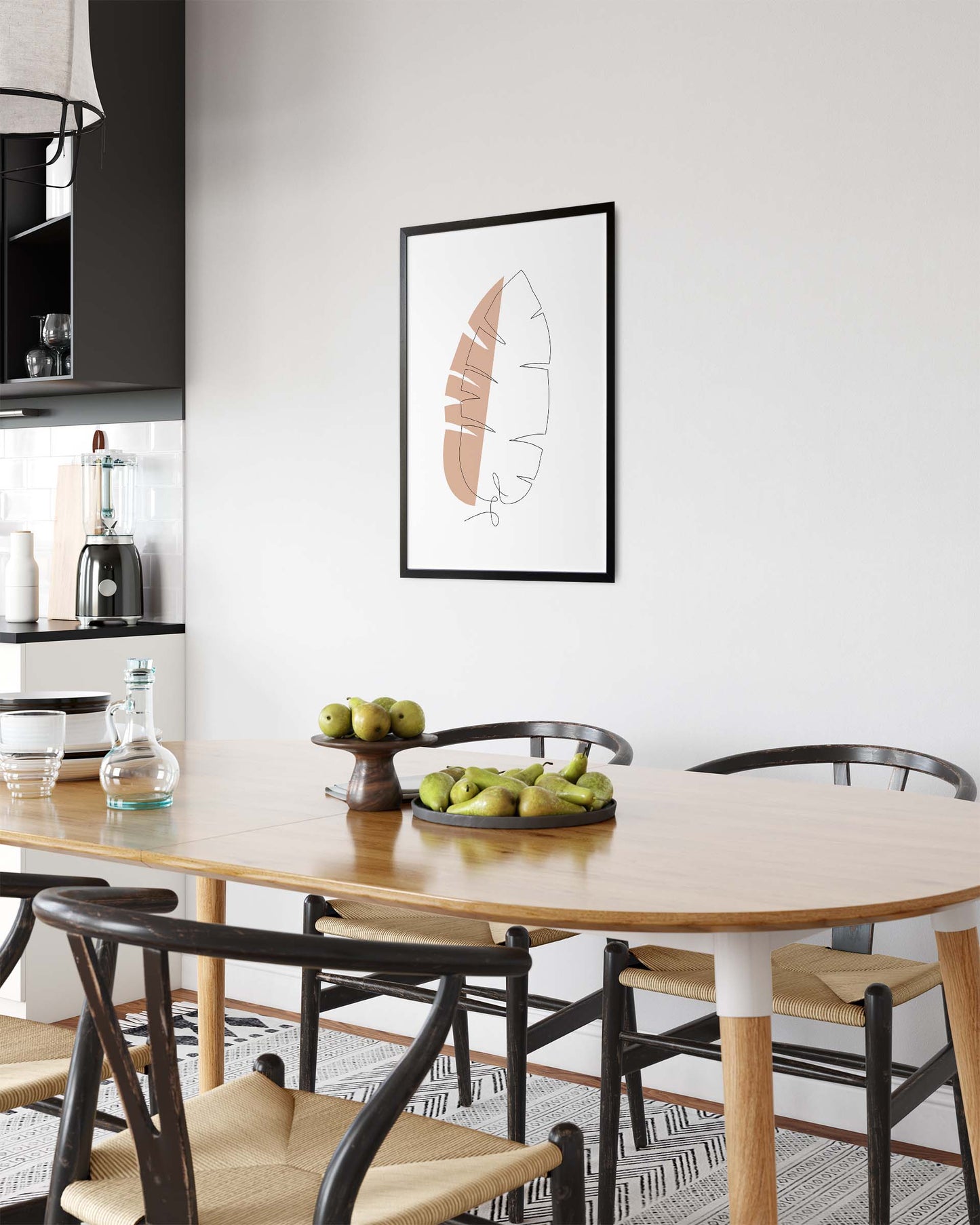 Bananblad | Line Art | Poster | Plakat | Beige | Kunst