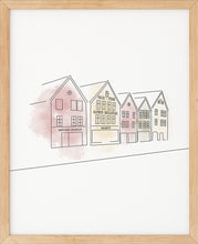Last inn bildet i Galleri-visningsprogrammet, Bryggen i Bergen | Line Art | Poster | Plakat | Abstrakt | Kunst
