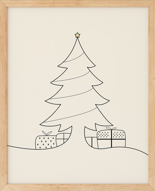 Juletre Line Art No.2 - Beige | Julepynt | Plakat | Poster | Jul | Juledekorasjon