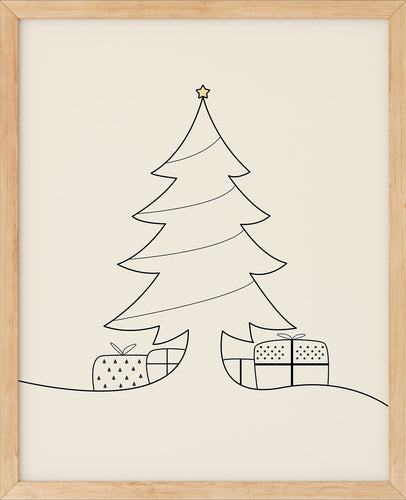 Juletre Line Art No.2 - Beige | Julepynt | Plakat | Poster | Jul | Juledekorasjon