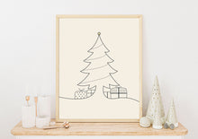 Last inn bildet i Galleri-visningsprogrammet, Juletre Line Art No.2 - Beige | Julepynt | Plakat
