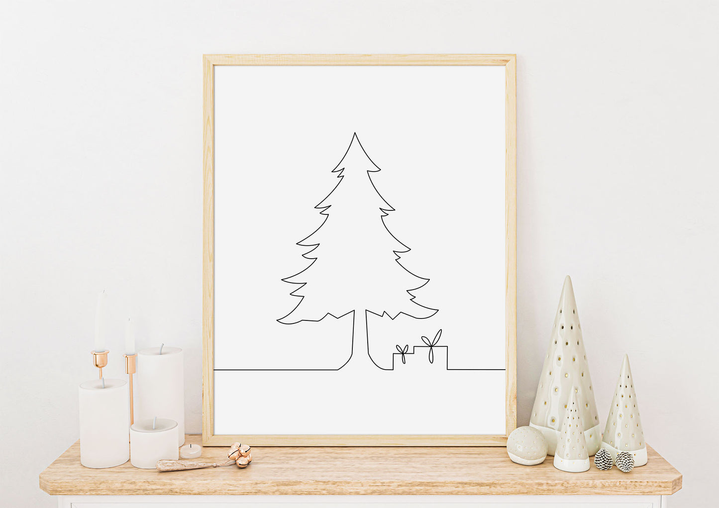 Juletre Line Art No.3 | Julepynt | Plakat