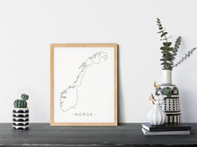 Last inn bildet i Galleri-visningsprogrammet, Norge | Kart | Line Art | Plakat | Poster | Kunst
