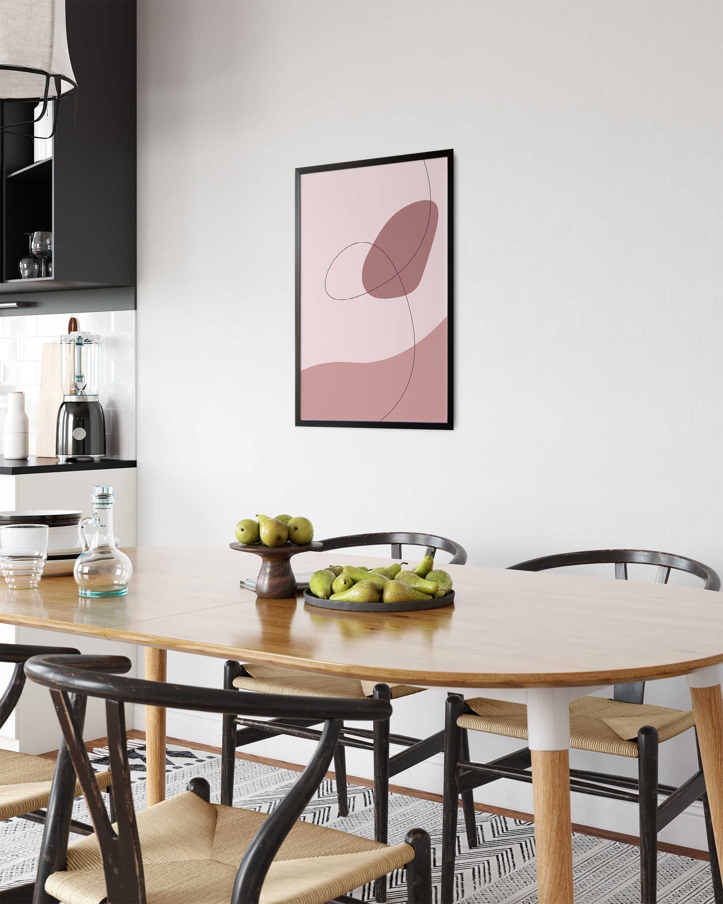 Pink Waves No.1 | Abstrakt | Line Art | Trendfarger | Kunst | Poster | Plakat