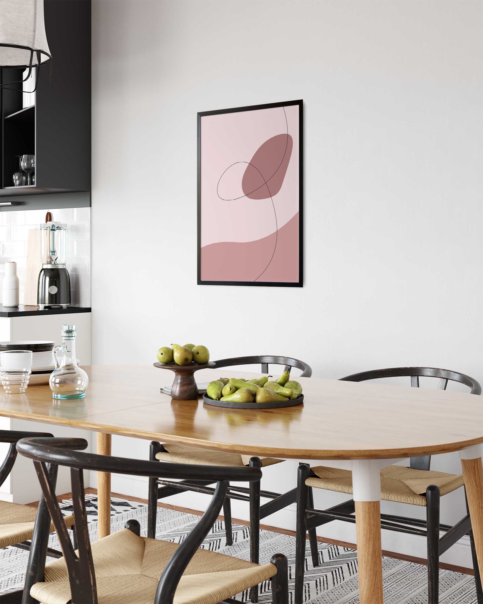 Pink Waves No.1 | Abstrakt | Line Art | Trendfarger | Kunst | Poster | Plakat