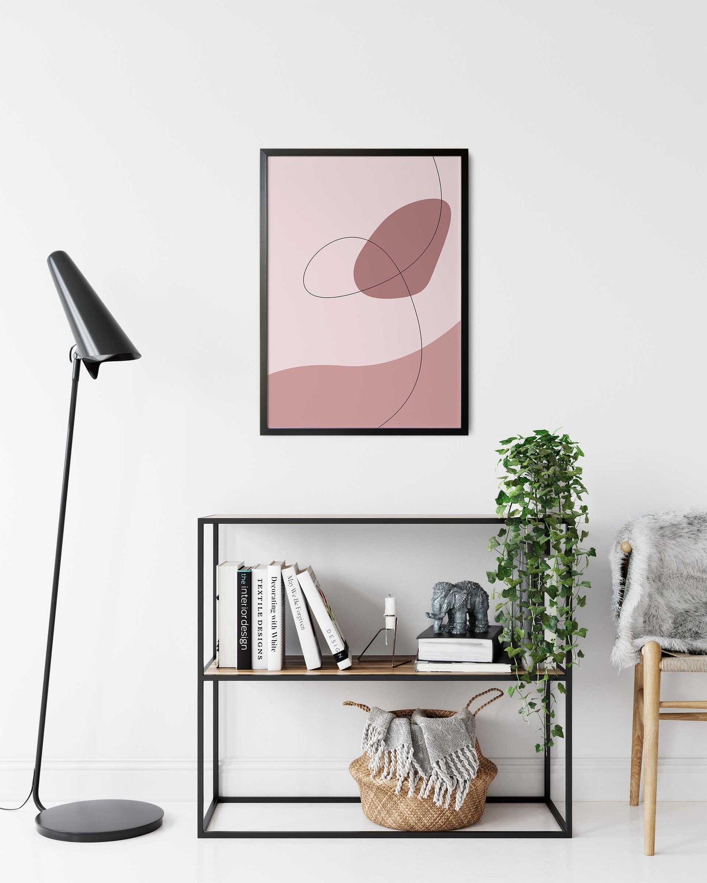 Pink Waves No.1 | Abstrakt | Line Art | Trendfarger | Kunst | Poster | Plakat