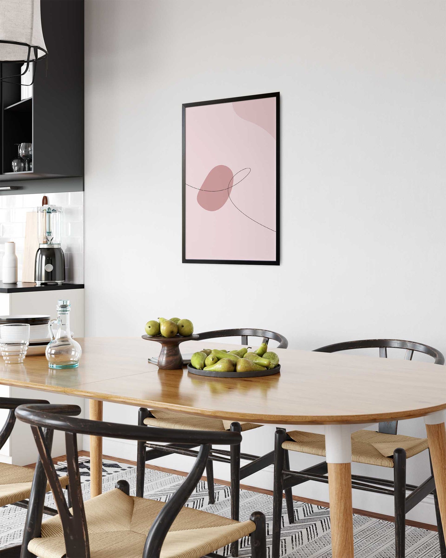 Pink Waves No.2 | Abstrakt | Line Art | Trendfarger | Kunst | Poster | Plakat