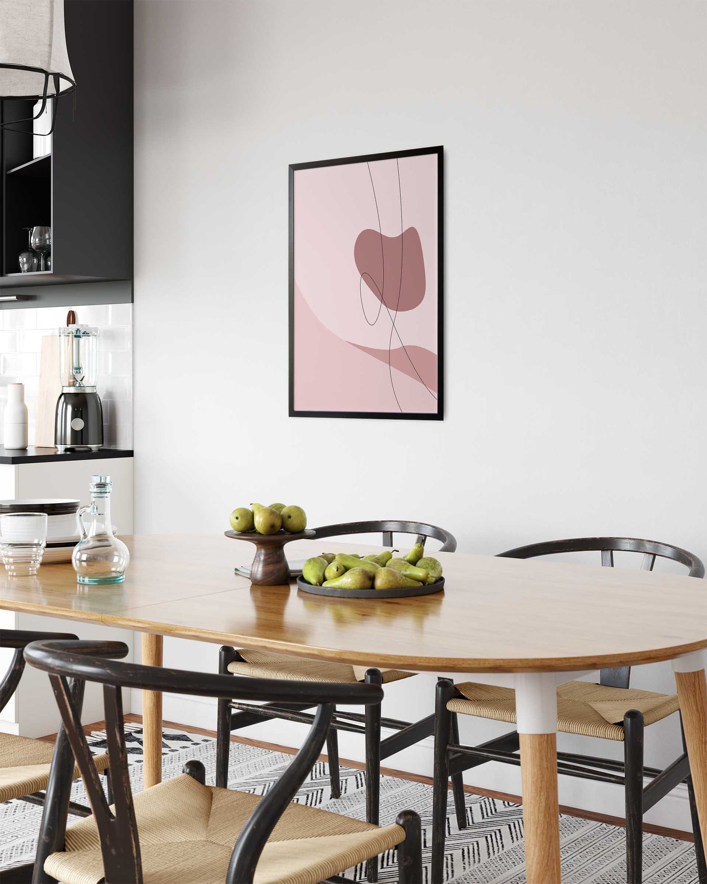 Pink Waves No.3 | Abstrakt | Line Art | Trendfarger | Kunst | Poster | Plakat