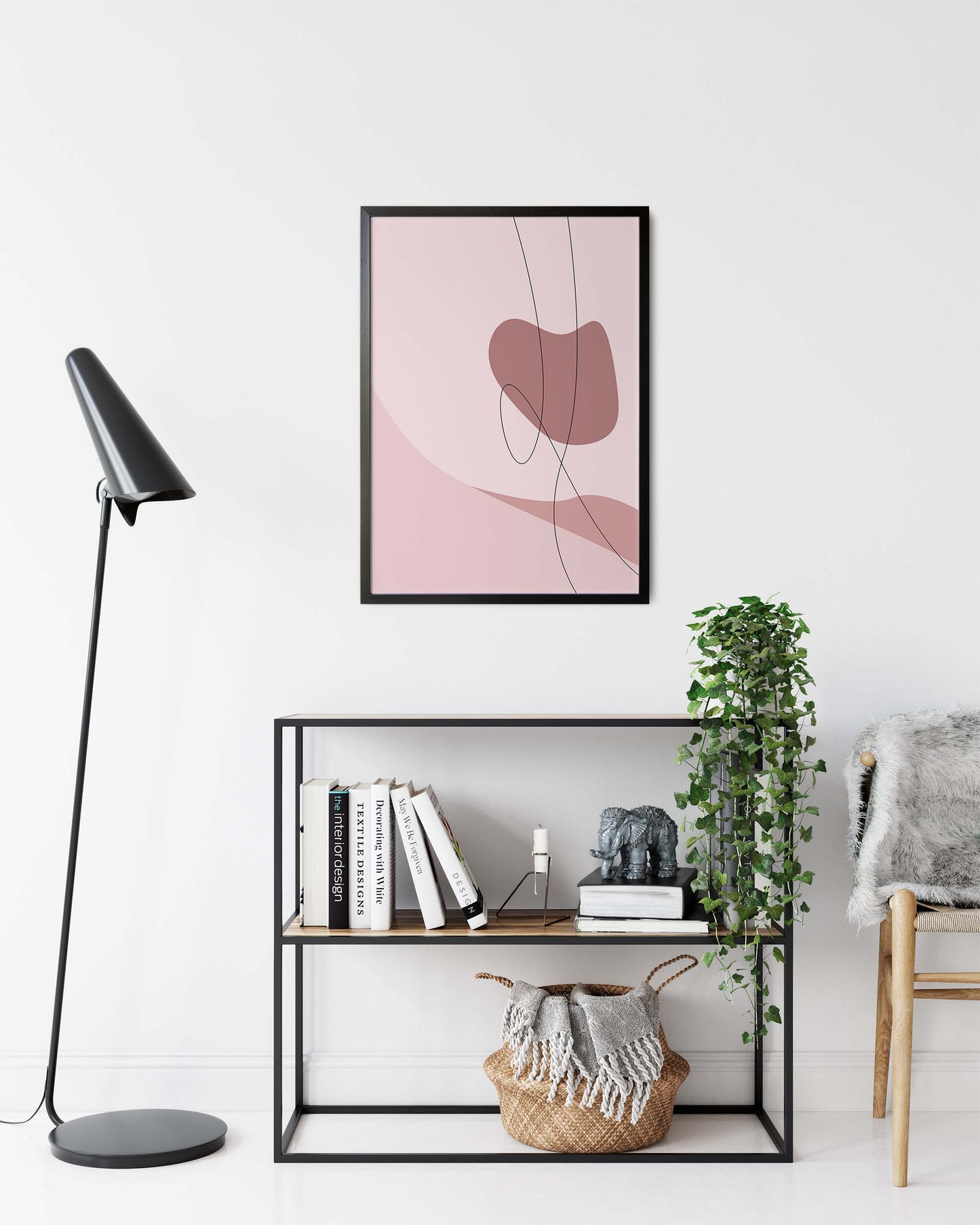 Pink Waves No.3 | Abstrakt | Line Art | Trendfarger | Kunst | Poster | Plakat