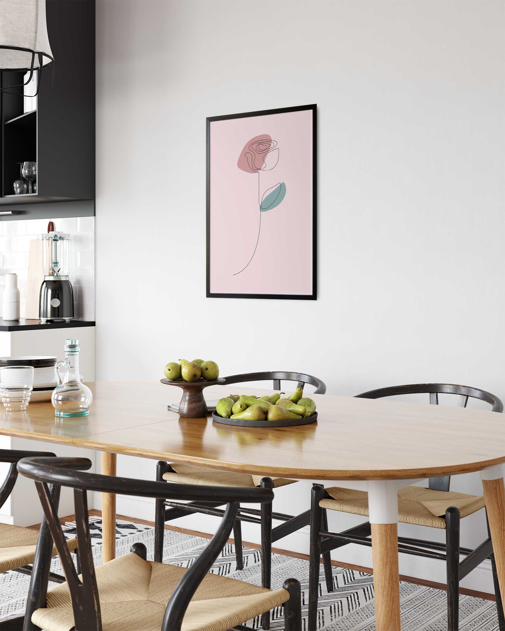 Rose | Line Art | Plakat | Abstrakt | Poster | Kunst til veggen