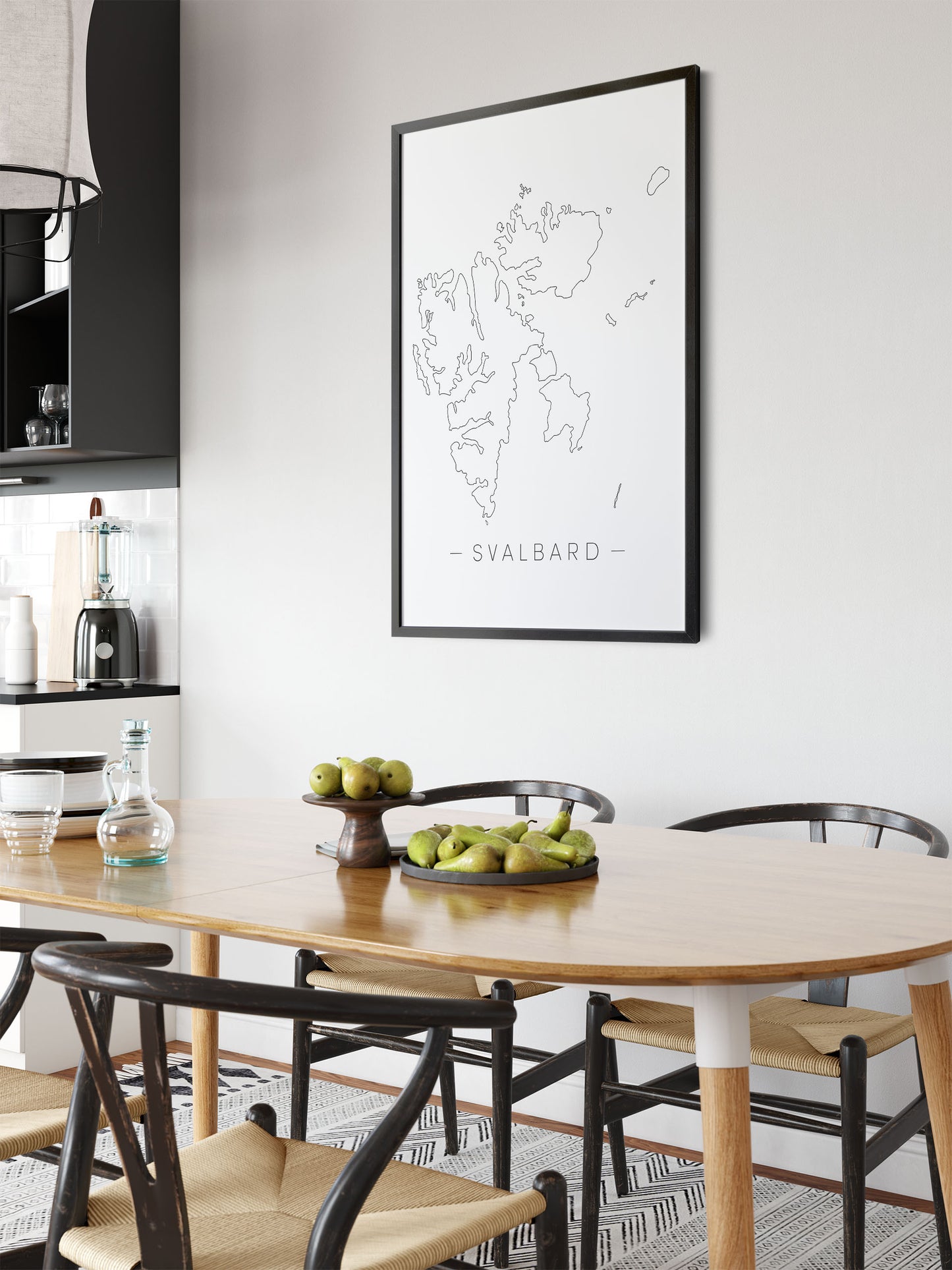 Svalbard | Kart | Plakat | Kunst | Line Art | Poster