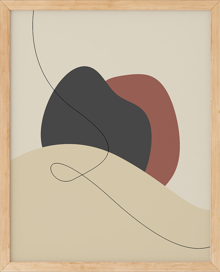 Trendy Lines No.3 | Line Art | Plakat | Poster | Jotun 12123 Contemporary White, 9938 Dempet Sort, 12080 Soft Radiance, 20208 Poetry Red