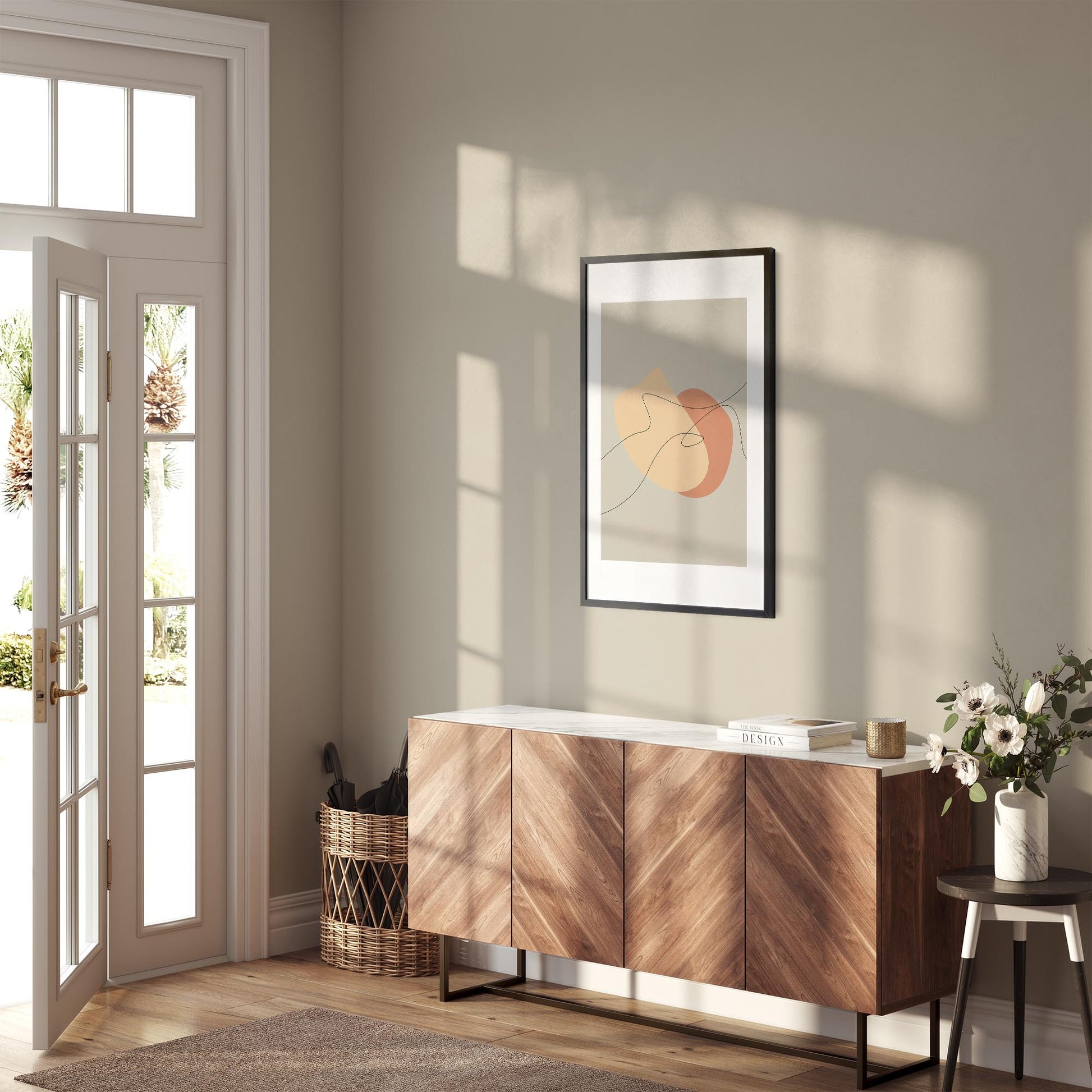 Trendy Lines No.5 | Line Art | Plakat | Poster | Jotun 10678 Space, 1520 Cheerful Peach, 2489 Bellam