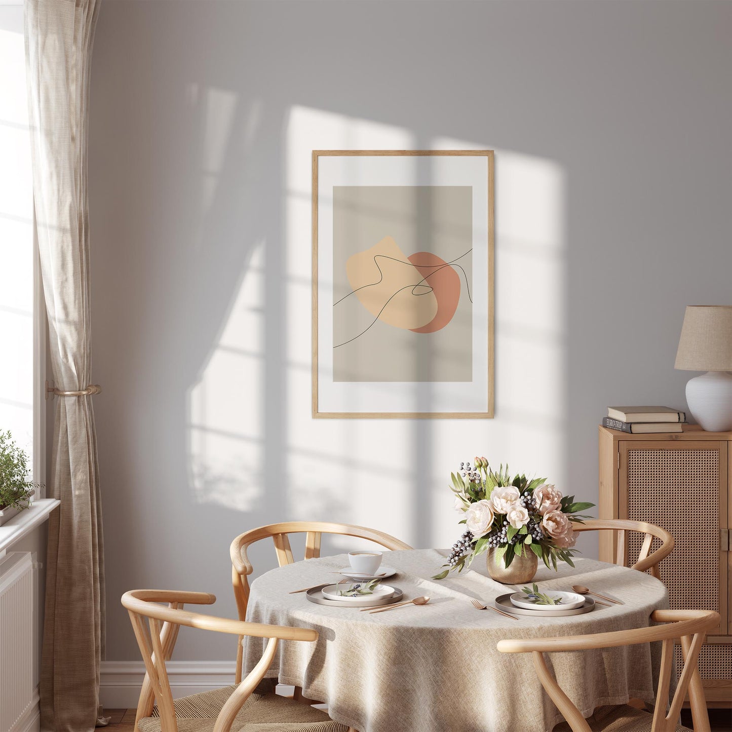 Trendy Lines No.5 | Line Art | Plakat | Poster | Jotun 10678 Space, 1520 Cheerful Peach, 2489 Bellam