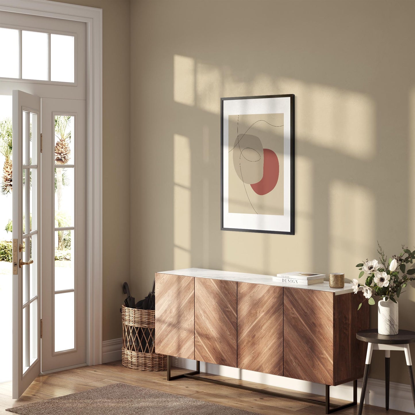 Trendy Lines No.6 | Line Art | Plakat | Poster | Jotun 12080 Soft Radiance, 10430 Dempet Savanne, 20207 Statement Red