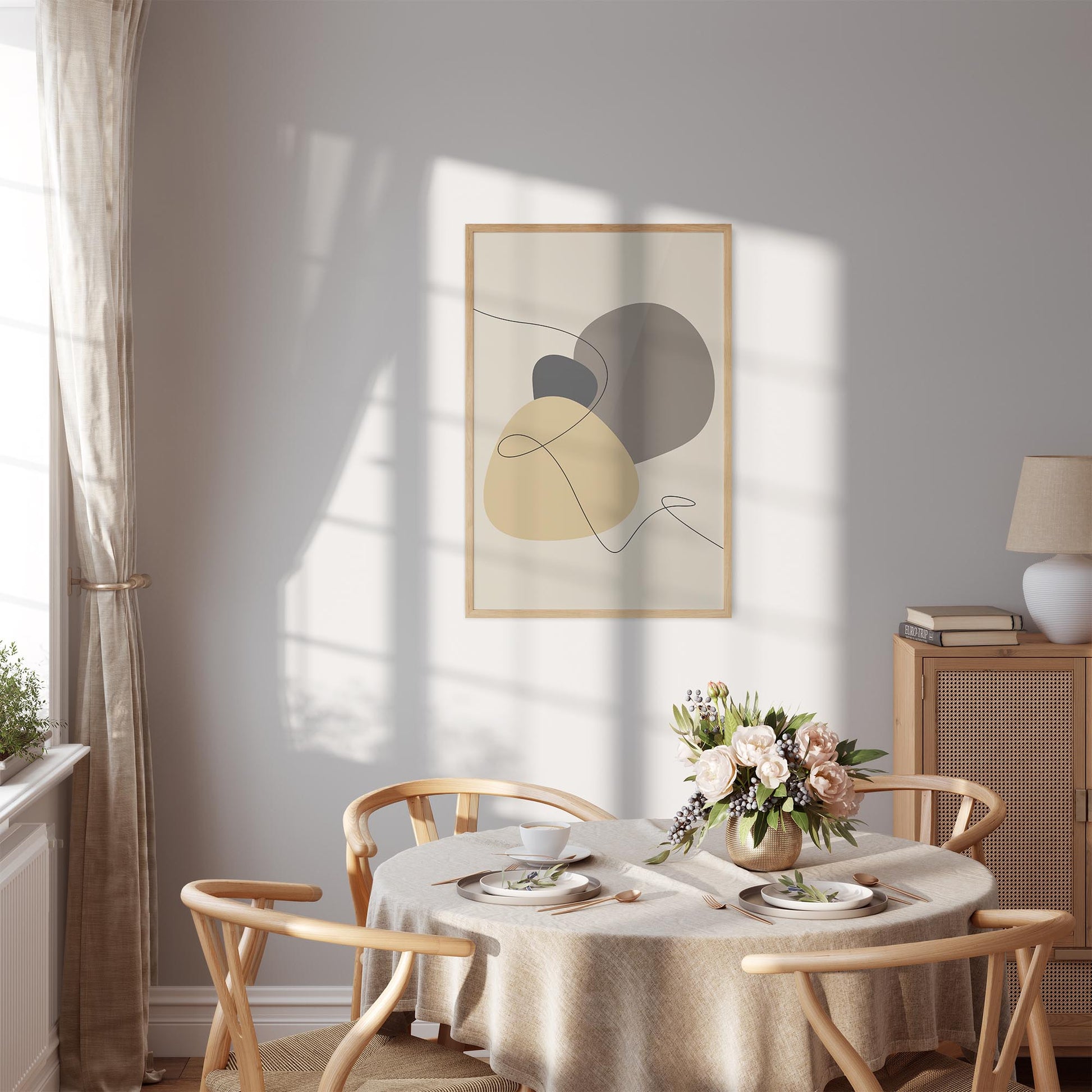 Trendy Lines No.7 | Line Art | Plakat | Poster | Jotun 12123 Contemporary White, 10246 Velvet, 12119 Vintage Brown,  9938 Dempet Sort