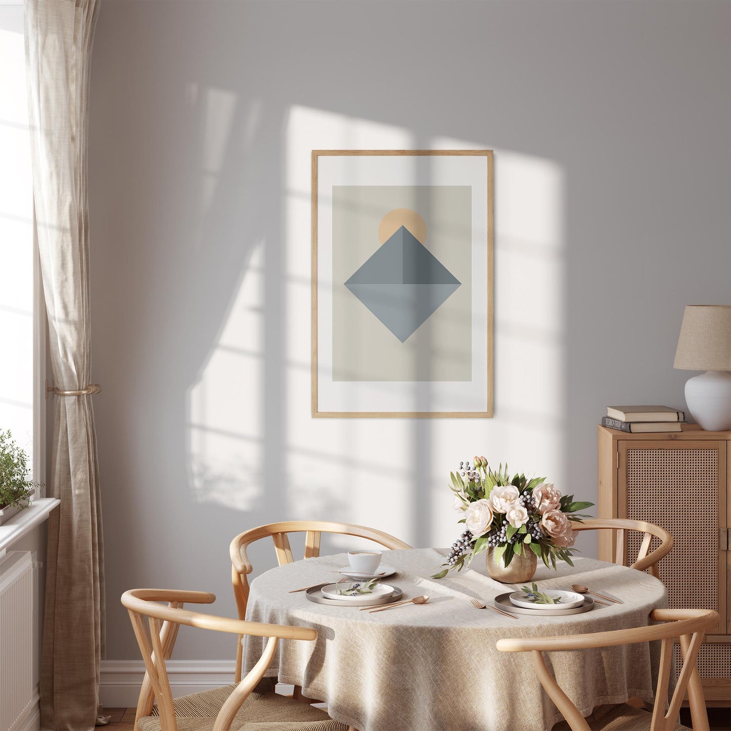 Trendy Shapes No.2 | Plakat | Poster | Jotun 1024 Tidløs, 4894 Ocean Air, 5503 Natural Blue, 5504 Coastal Blue, 1520 Cheerful Peach