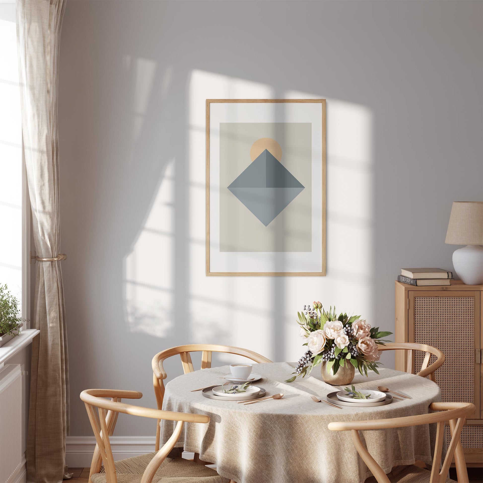 Trendy Shapes No.2 | Plakat | Poster | Jotun 1024 Tidløs, 4894 Ocean Air, 5503 Natural Blue, 5504 Coastal Blue, 1520 Cheerful Peach
