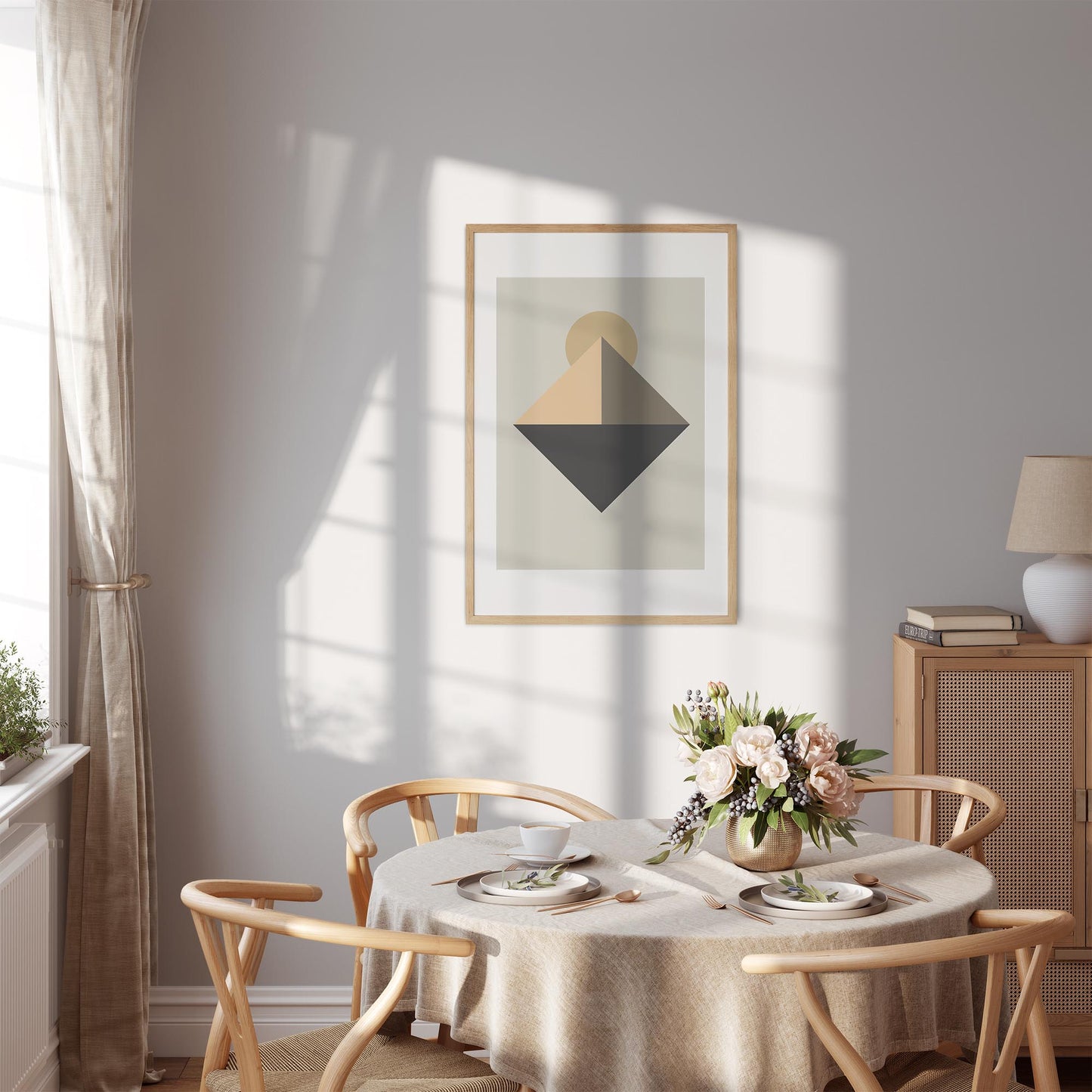Trendy Shapes No.3 | Plakat | Poster | Jotun 0486 Silke, 10246 Velvet, 1520 Cheerful Peach, 9938 Dempet Sort, 11012 Ructic Brown.  