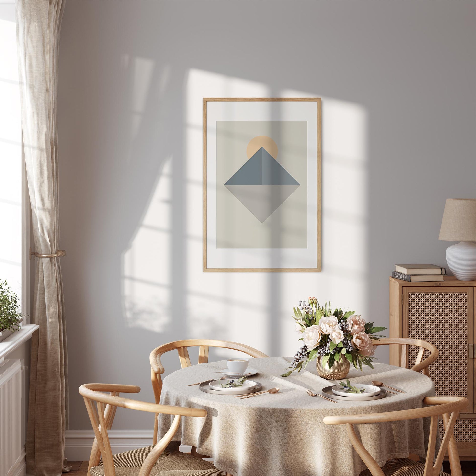 Trendy Shapes No.4 | Plakat | Poster | Jotun 0486 Silke, 1973 Antikkgrå, 5504 Costal Blue, 5503 Natural Blue, 1520 Cheerful Peach
