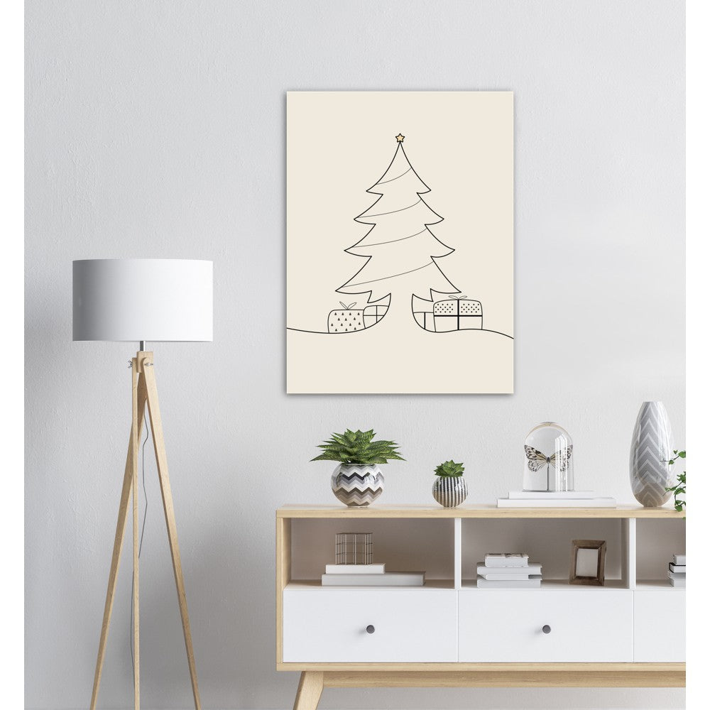 Juletre Line Art No.2 - Beige | Julepynt | Plakat