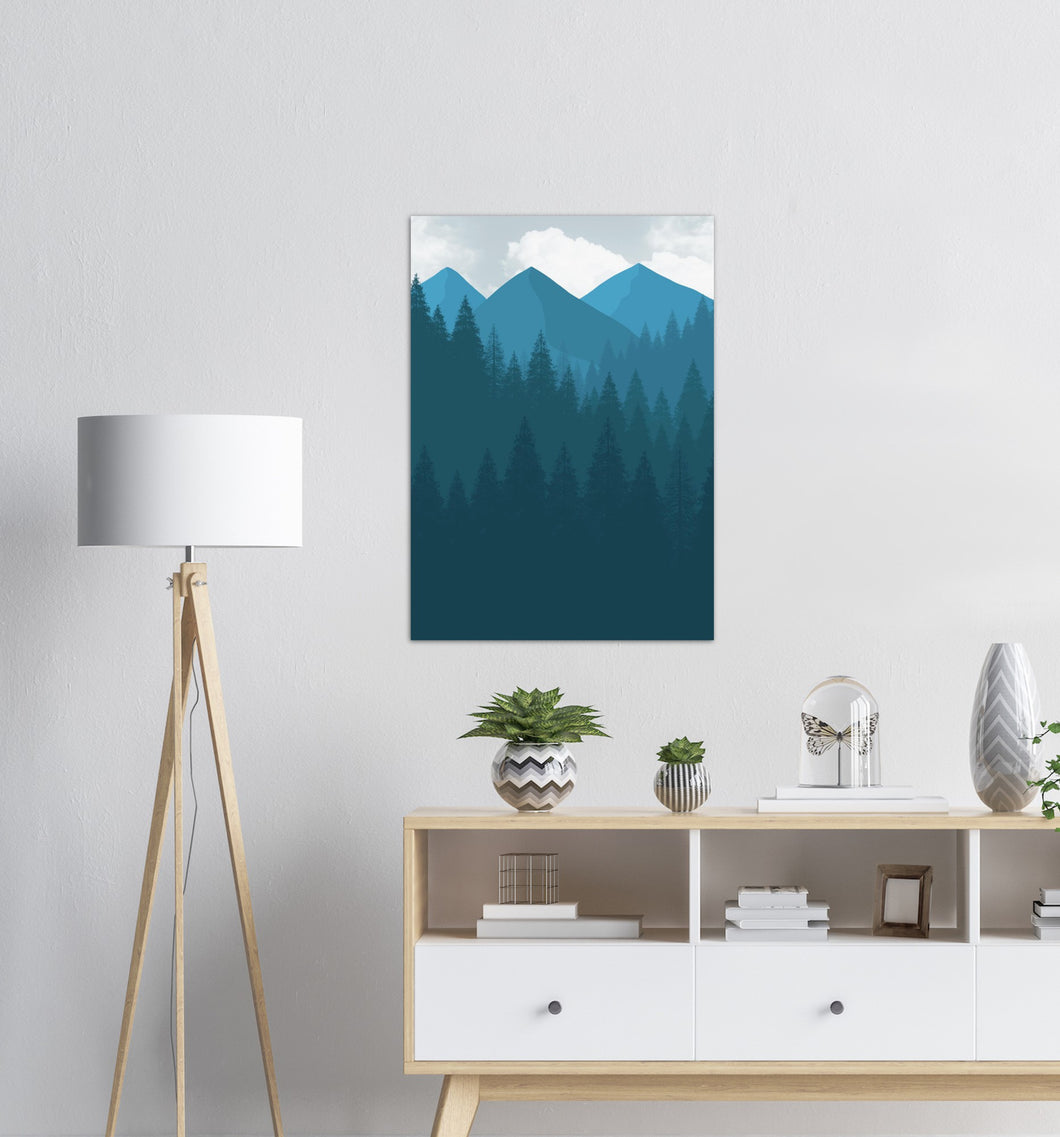 Marineblå Landskap nr.2 | Digital Kunst | Plakat | Poster | Veggkunst | Stue