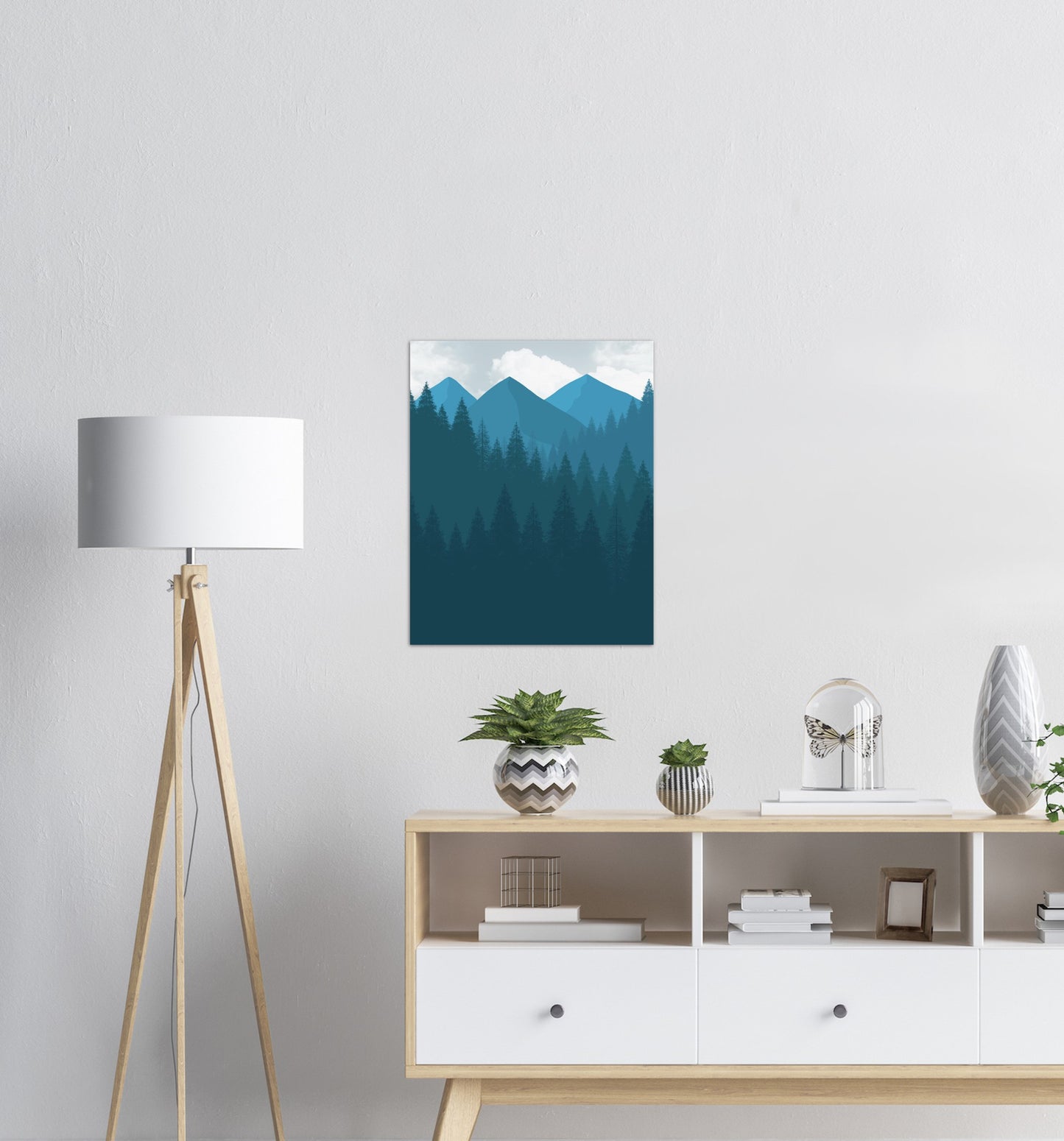 Marineblå Landskap nr.2 | Digital Kunst | Plakat | Poster | Veggkunst | Stue