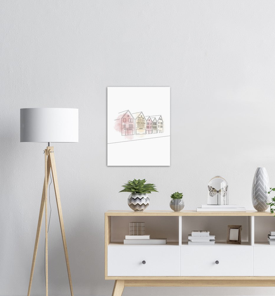 Bryggen i Bergen | Line Art | Poster | Plakat | Abstrakt | Kunst