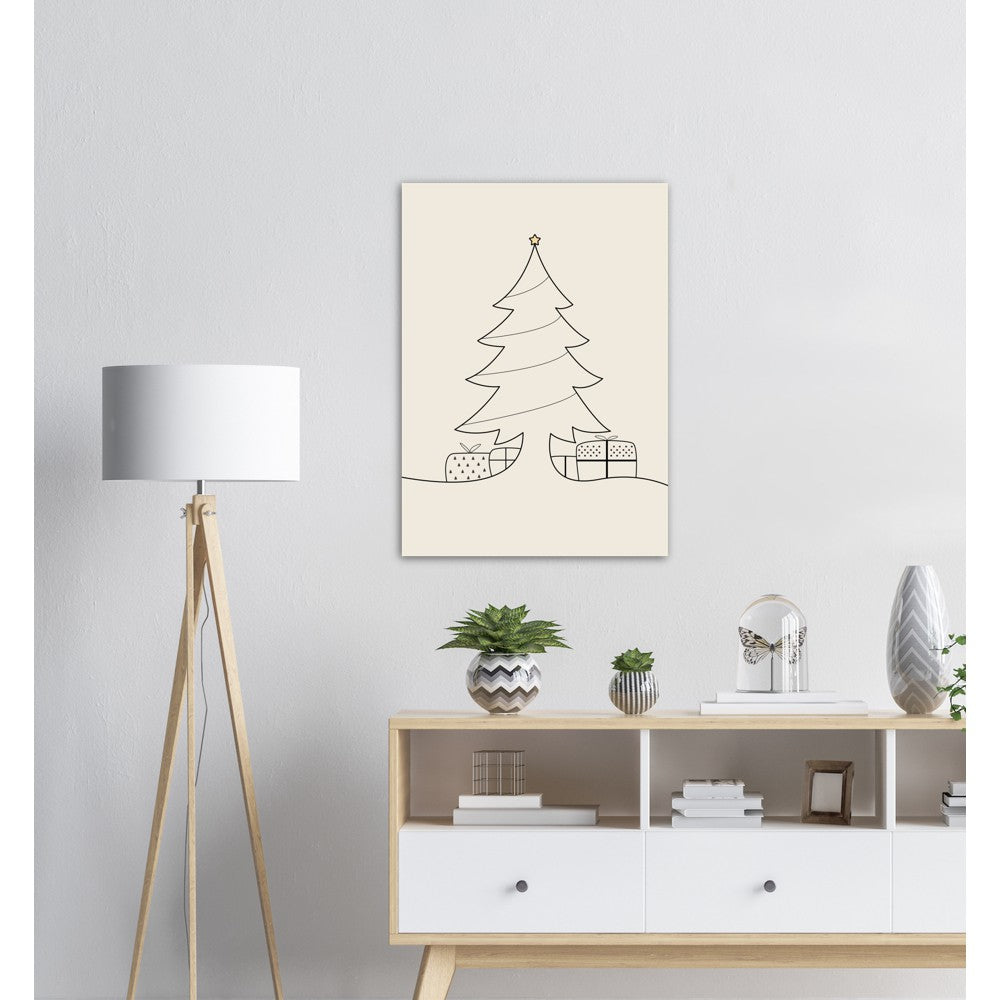Juletre Line Art No.2 - Beige | Julepynt | Plakat