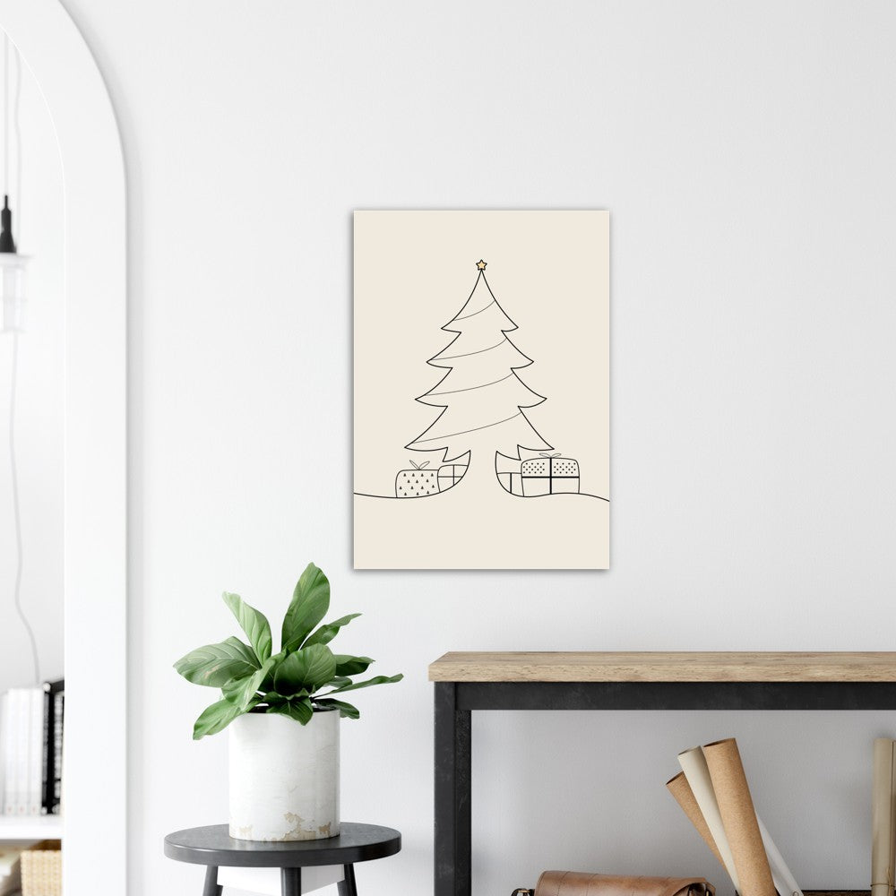 Juletre Line Art No.2 - Beige | Julepynt | Plakat