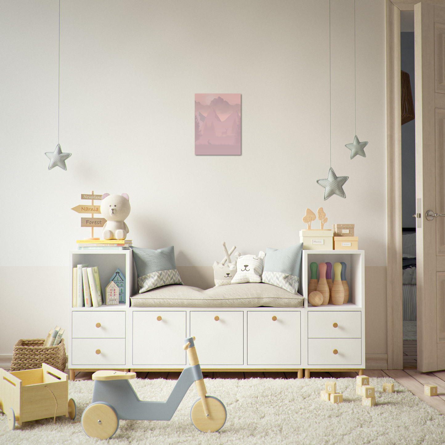 Hjort & Kanin - Landskap | Kunst til barn | Plakat | Poster