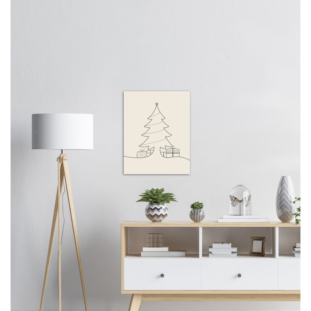 Juletre Line Art No.2 - Beige | Julepynt | Plakat