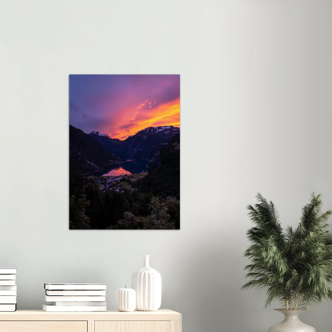 Solnedgang i Geiranger | Fotokunst | Plakat | Poster | Veggkunst