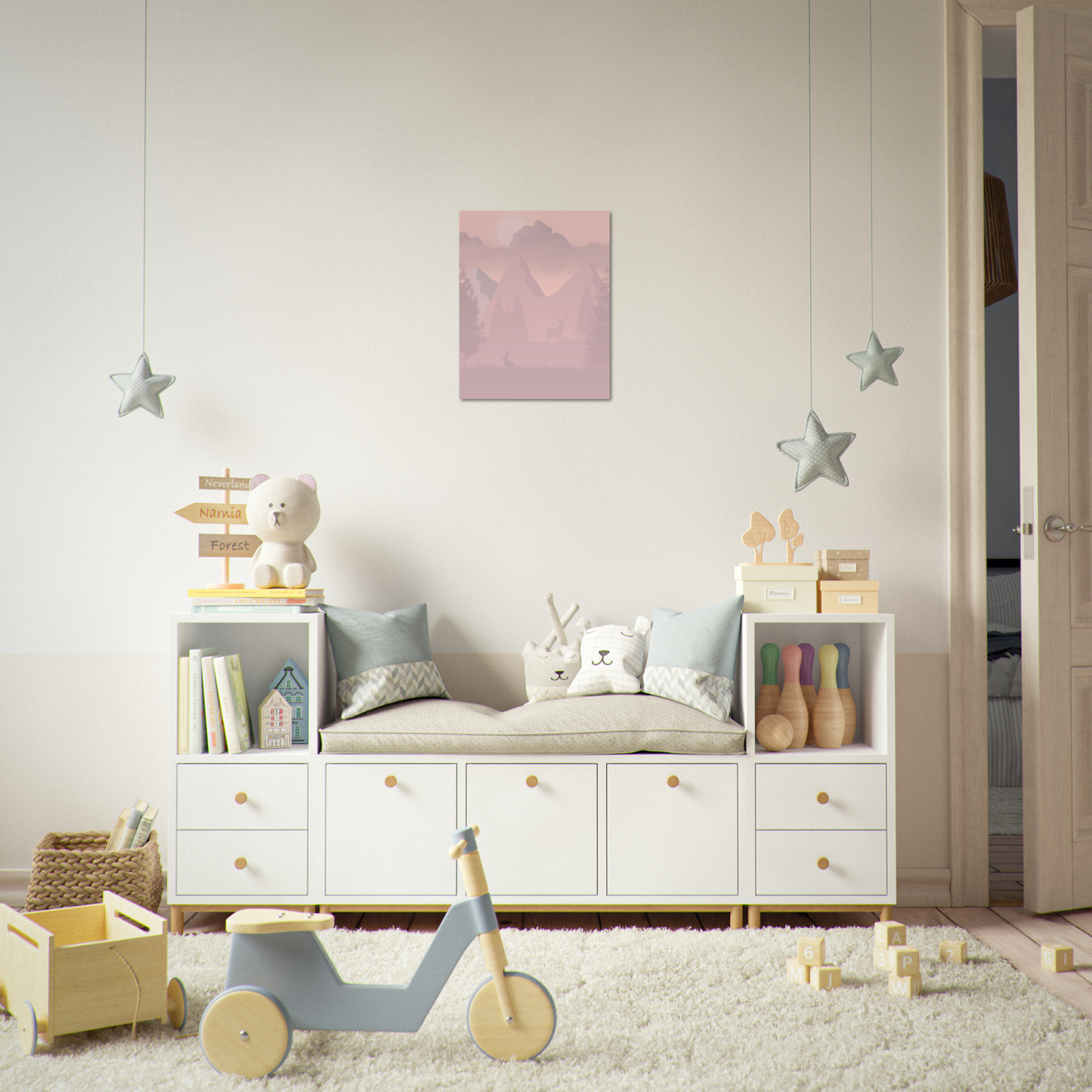 Hjort & Kanin - Landskap | Kunst til barn | Plakat | Poster