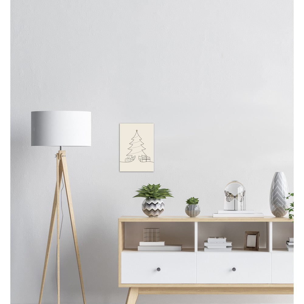 Juletre Line Art No.2 - Beige | Julepynt | Plakat